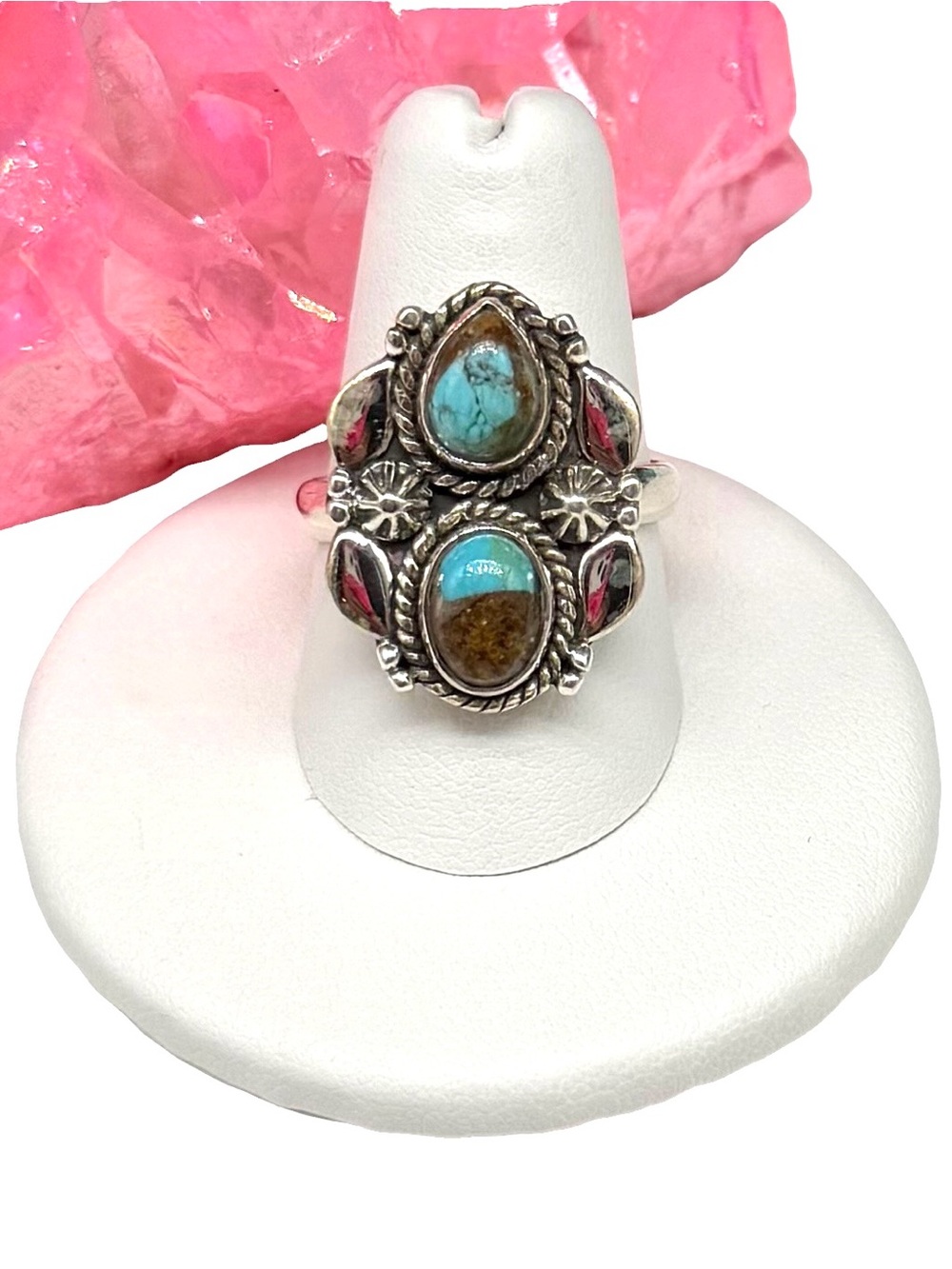 Royston Turquoise Ring Solid 925 Sterling Silver Adjustable Size 7.5 - 9.5